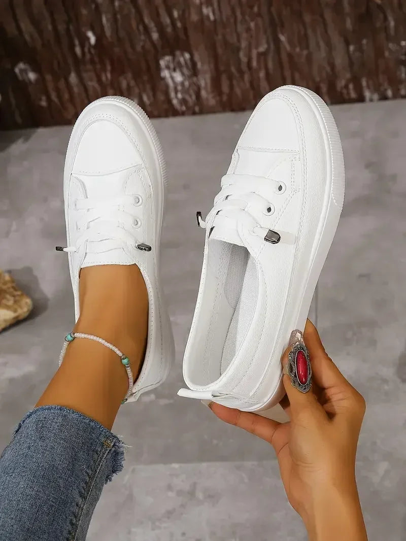 Scarpe basse casual con punta tonda e lacci da donna