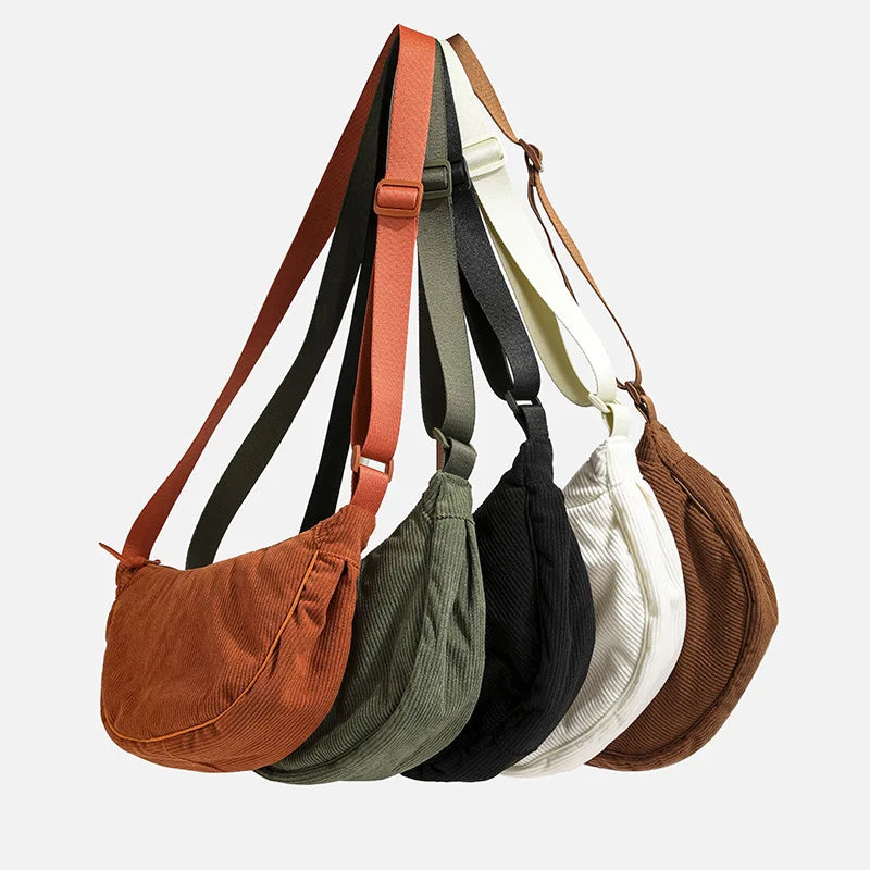 Elegante borsa a tracolla in velluto a coste