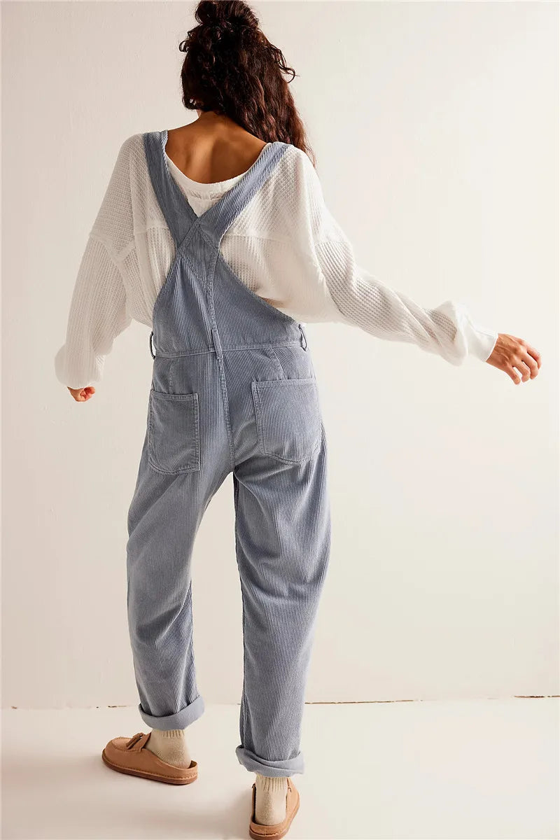 Salopette donna in velluto a coste vintage chic