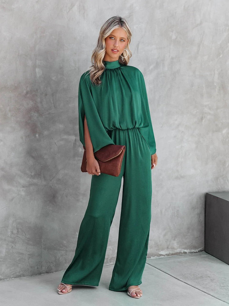 Tuta Verde Elegante Donna con Pantaloni Ampi – Sofisticata, Raffinata, Moderna
