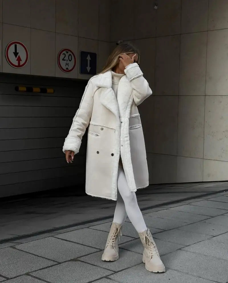 Cappotto lungo in pelliccia sintetica spessa da donna - Comfort lussuoso per l'inverno