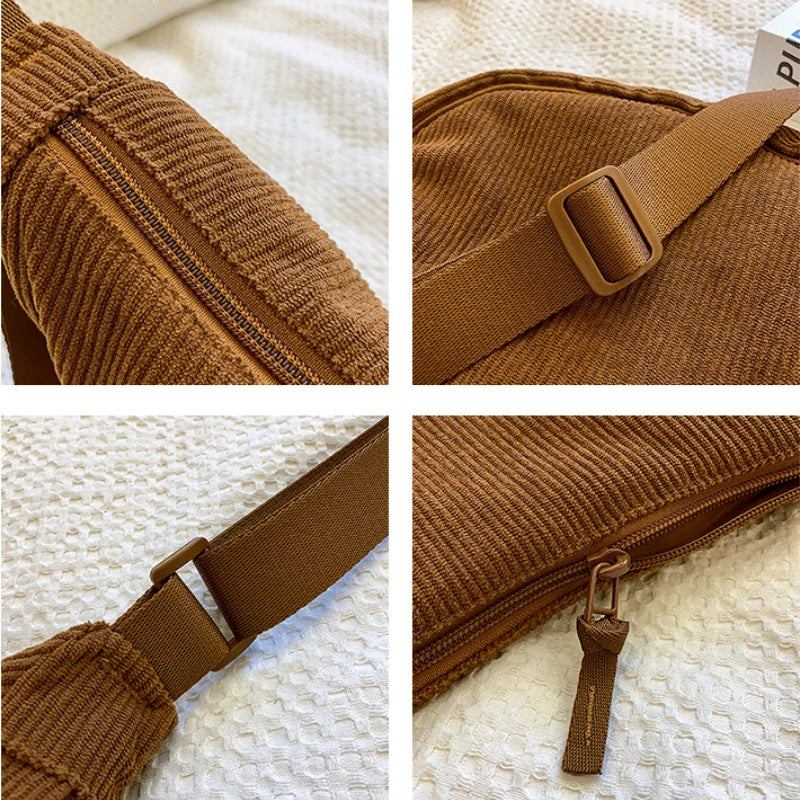 Elegante borsa a tracolla in velluto a coste