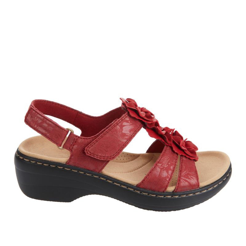 Sandali casual ortopedici da donna comodi, con plateau basso e motivo floreale - Eleganti scarpe estive