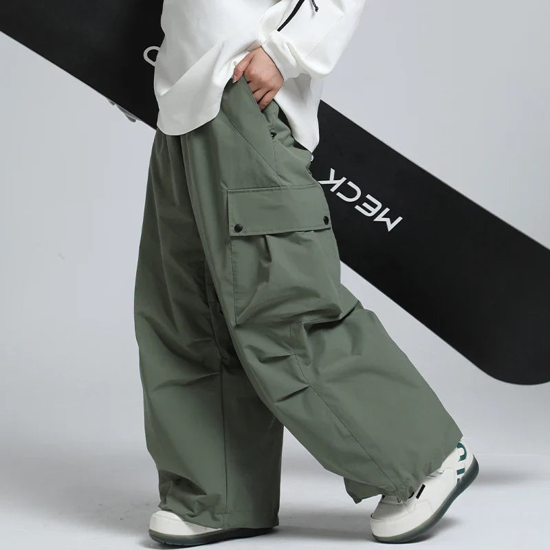 Pantaloni da sci unisex larghi – Pantaloni da snowboard traspiranti con cerniera e isolamento