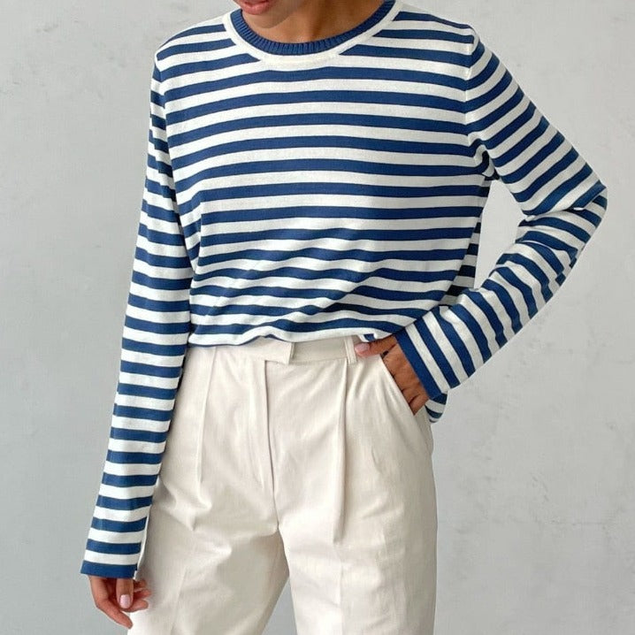 Maglione casual a righe morbide da donna - Comodo a maniche lunghe