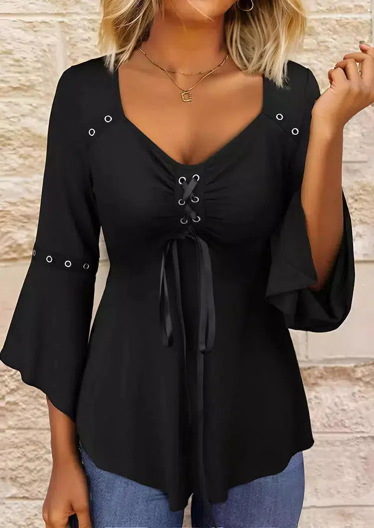 Camicetta da donna con maniche lunghe e scollo a V