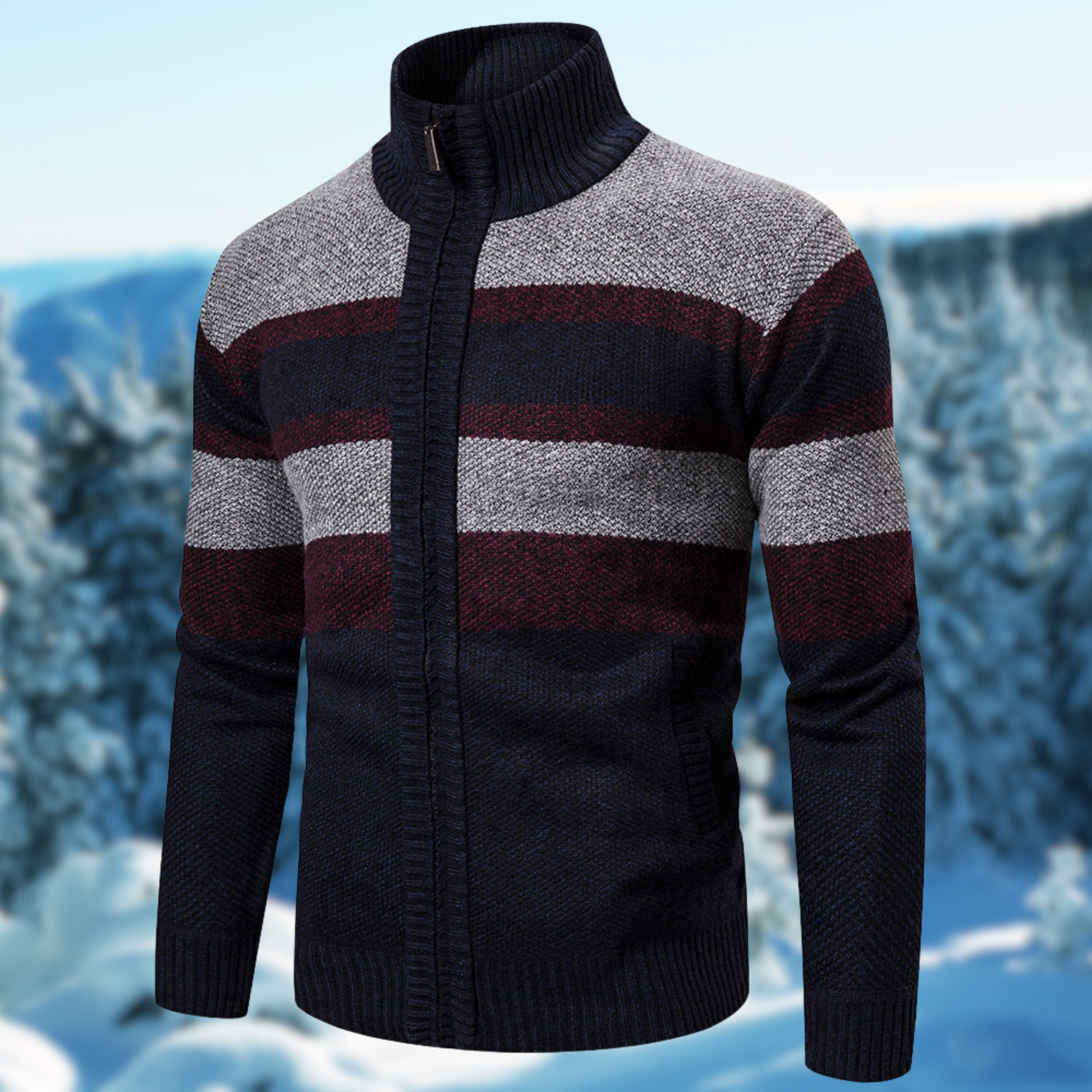 Cardigan da Uomo a Maglia a Righe con Texture – Cardigan Comfort a Righe