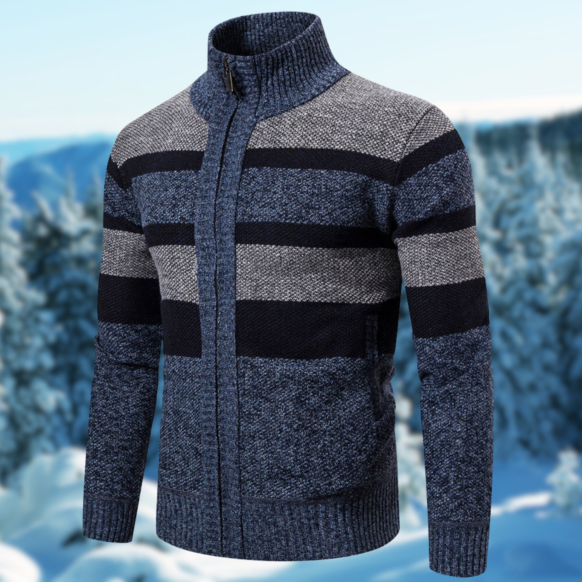 Cardigan da Uomo a Maglia a Righe con Texture – Cardigan Comfort a Righe