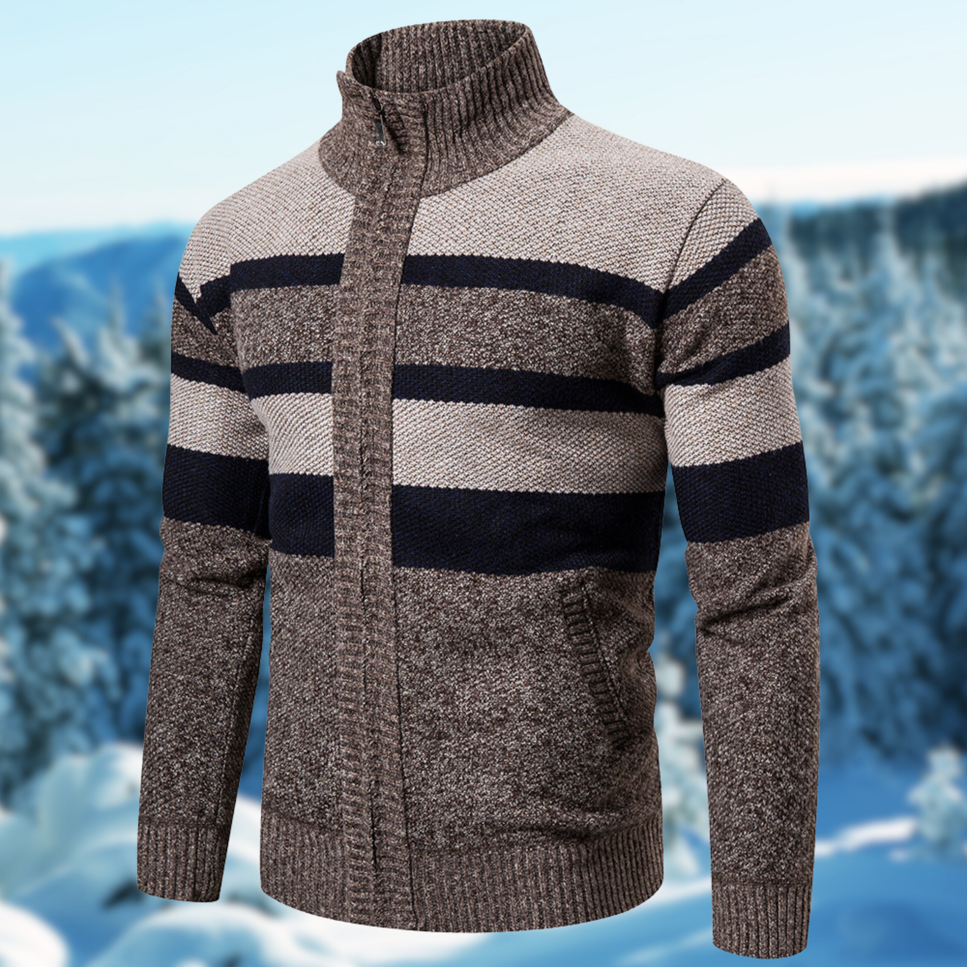 Cardigan da Uomo a Maglia a Righe con Texture – Cardigan Comfort a Righe