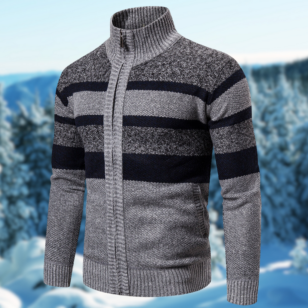 Cardigan da Uomo a Maglia a Righe con Texture – Cardigan Comfort a Righe