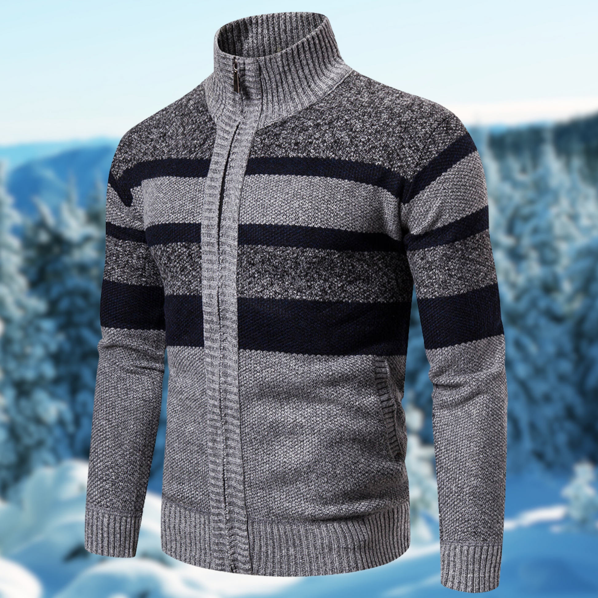 Cardigan da Uomo a Maglia a Righe con Texture – Cardigan Comfort a Righe