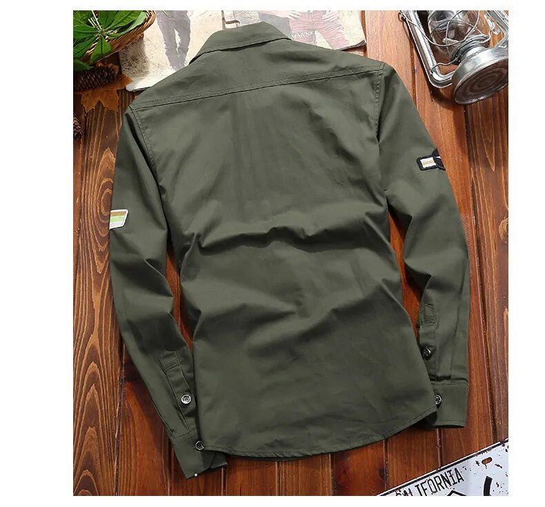 Camicia da uomo Ranger a maniche lunghe con bottoni e tasche sul petto - Stile classico utility