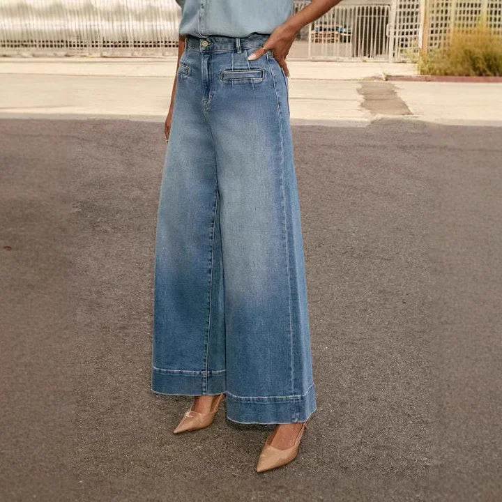 Jeans mom a gamba larga da donna | Vita alta