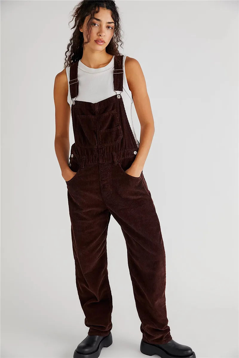 Salopette donna in velluto a coste vintage chic