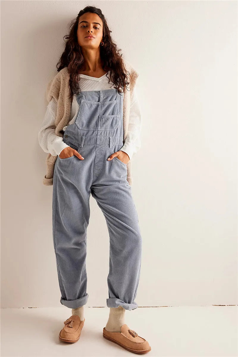 Salopette donna in velluto a coste vintage chic
