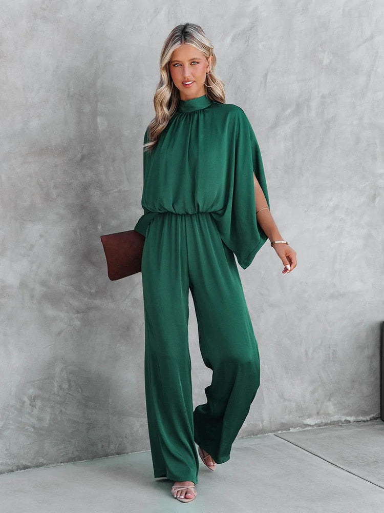 Tuta Verde Elegante Donna con Pantaloni Ampi – Sofisticata, Raffinata, Moderna