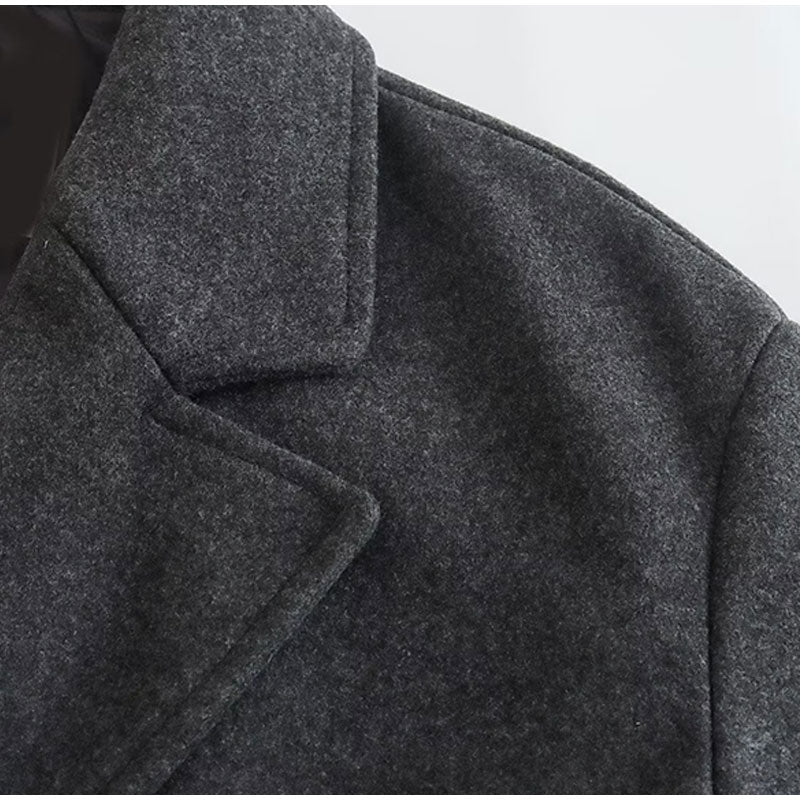 Cappotto lungo in lana premium da donna - Cappotto lungo doppiopetto