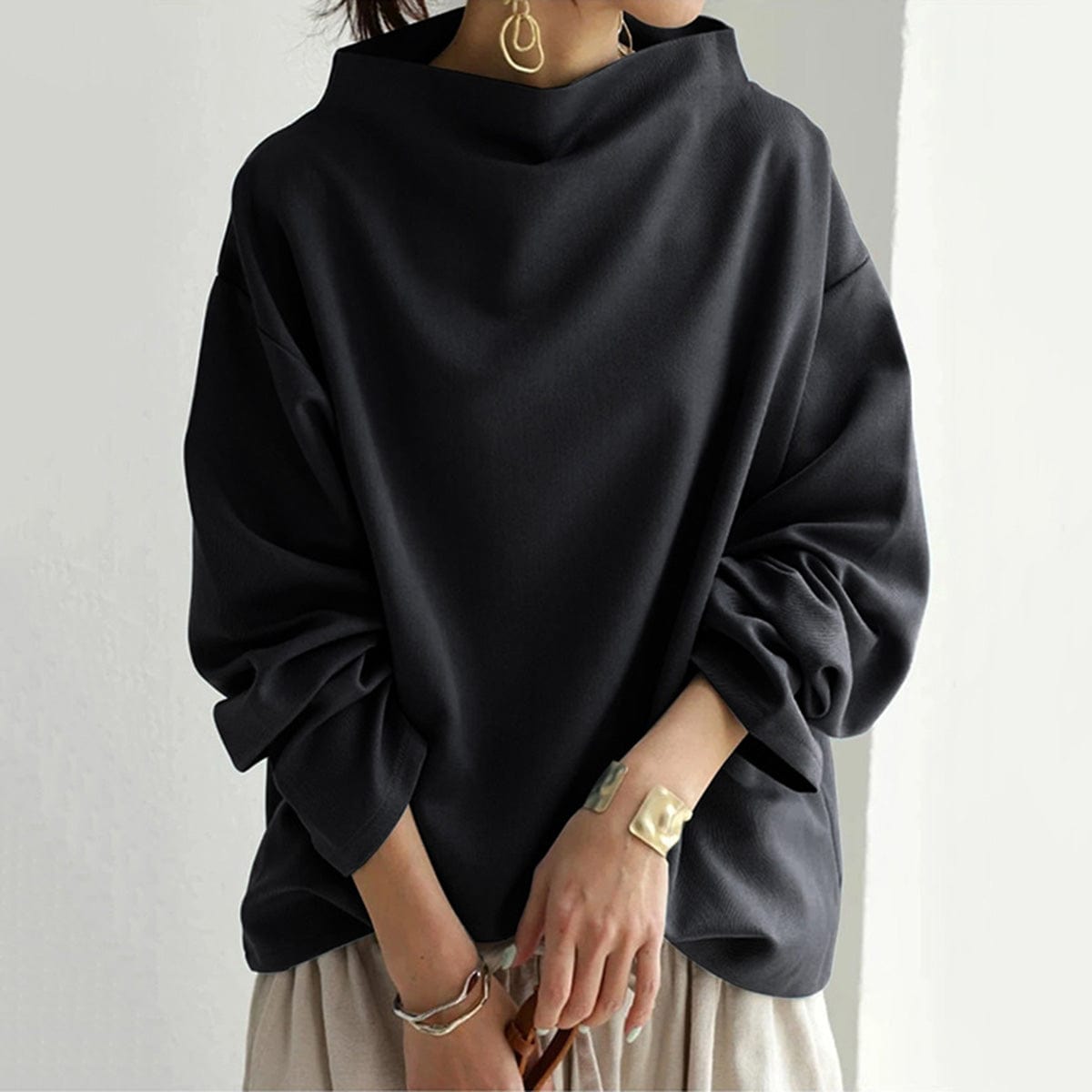 Maglia a collo alto in morbida maglia da donna