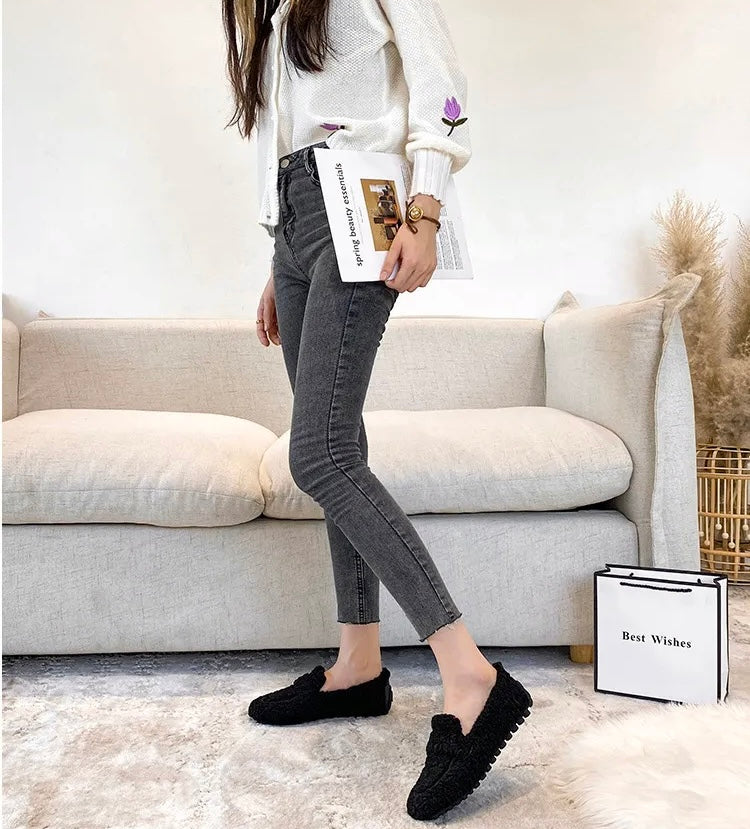 Comode scarpe invernali da donna – Comode scarpe slip-on con fodera in pile