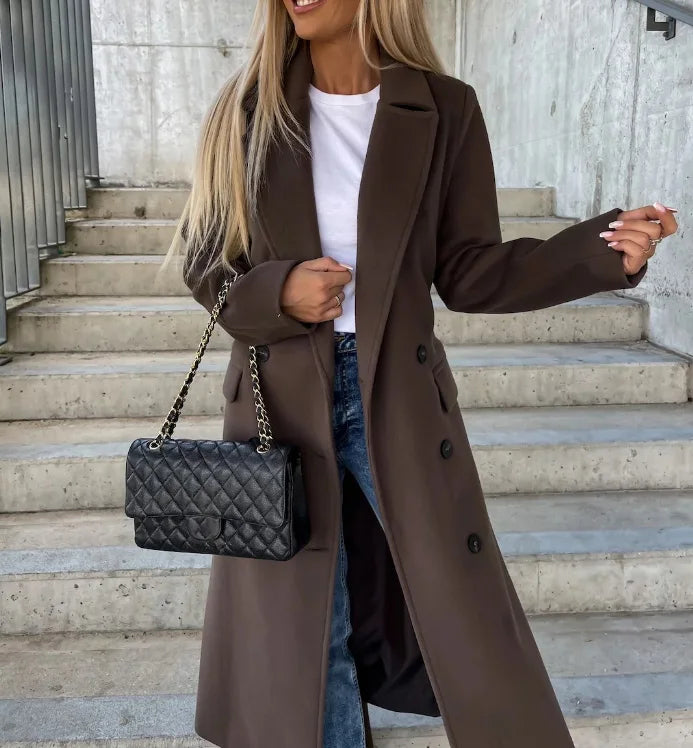 Cappotto doppiopetto in lana da donna