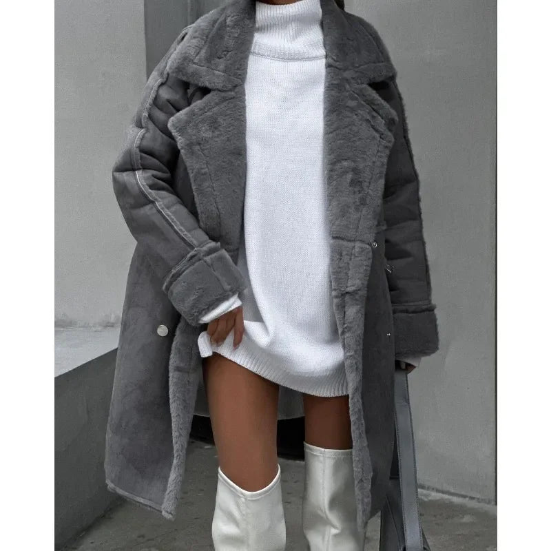 Cappotto lungo in pelliccia sintetica spessa da donna - Comfort lussuoso per l'inverno