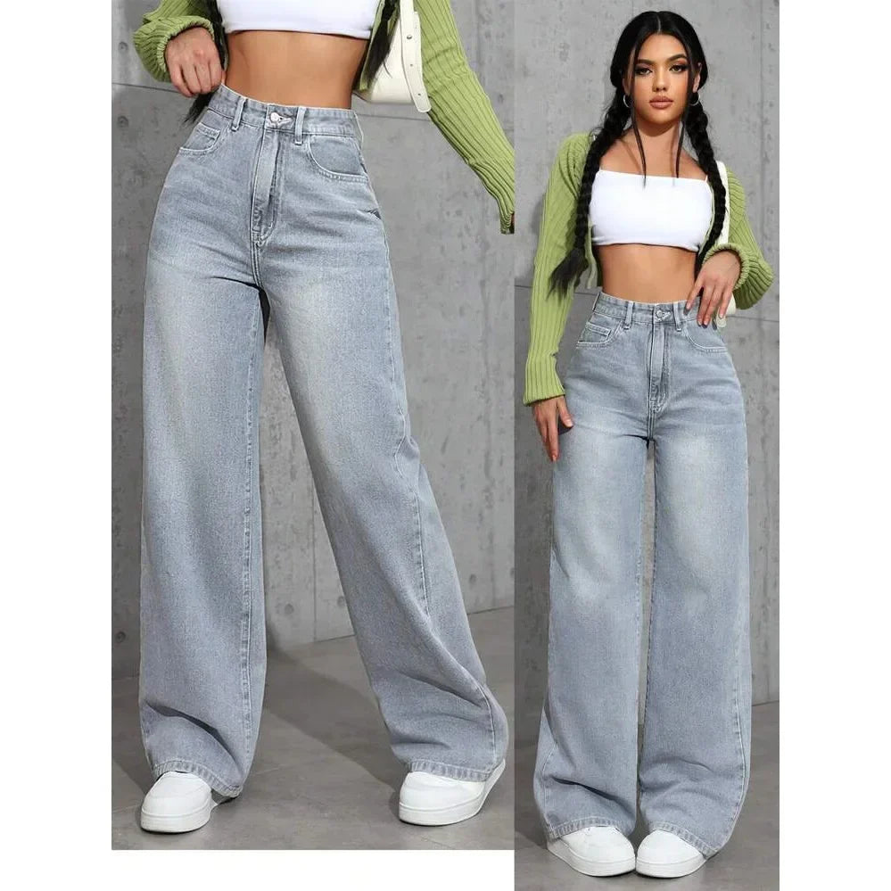 Jeans larghi a vita alta da donna | Casual