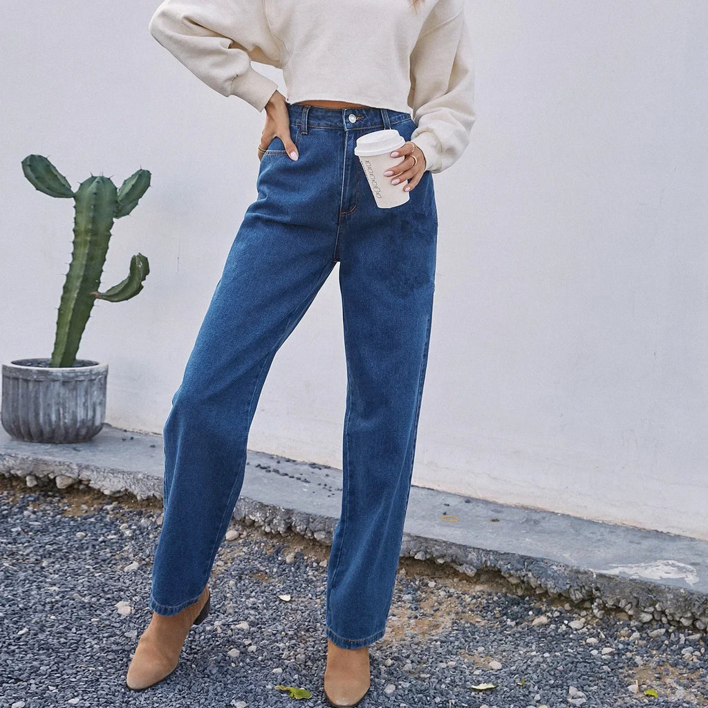 Jeans mom casual da donna | Blu scuro