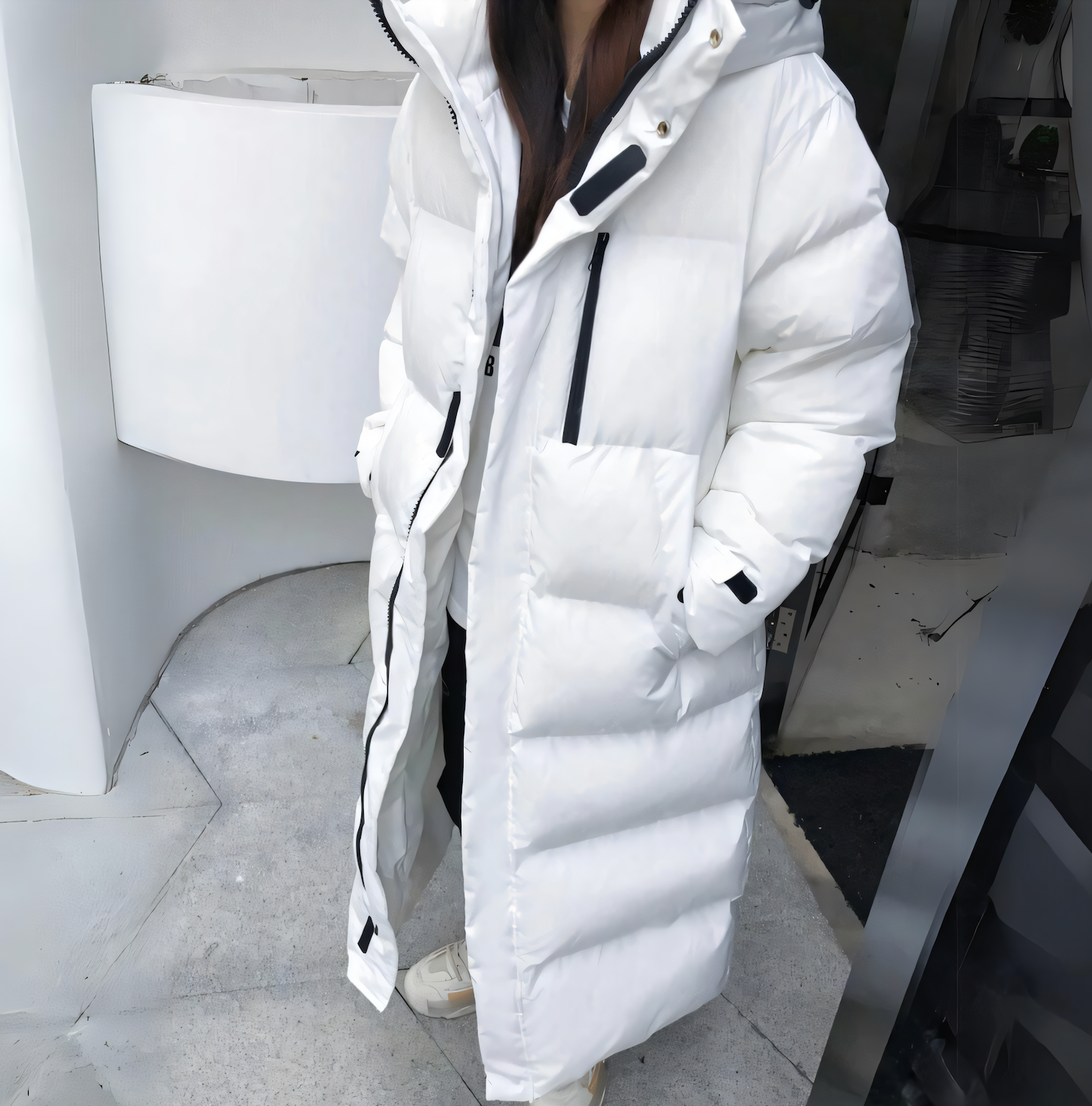 Cappotto lungo imbottito resistente da donna - Giacca invernale oversize con cappuccio