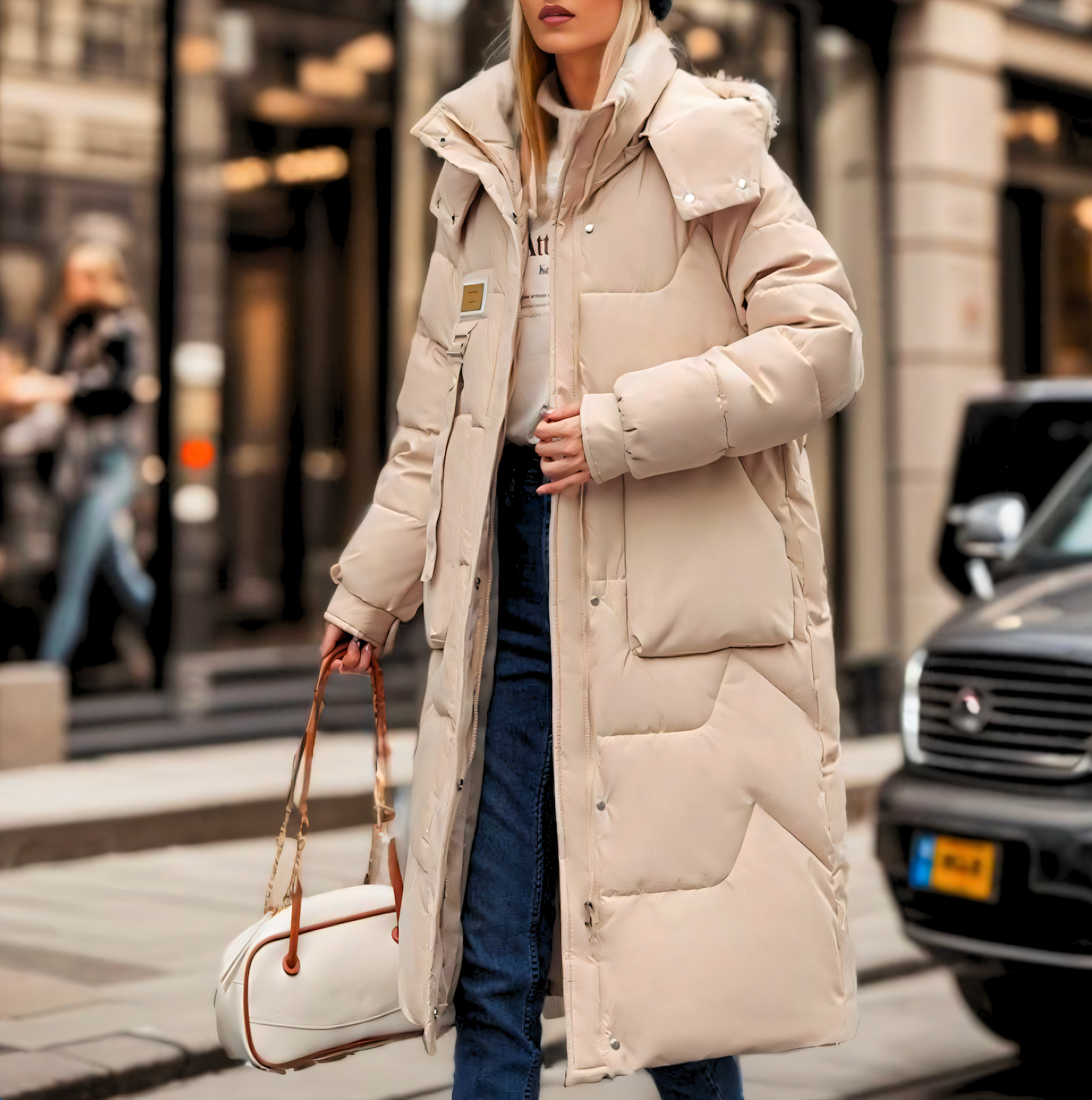 Cappotto da donna lungo trapuntato impermeabile invernale elegante