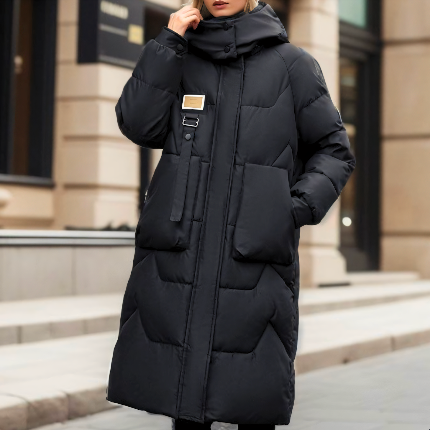 Cappotto da donna lungo trapuntato impermeabile invernale elegante
