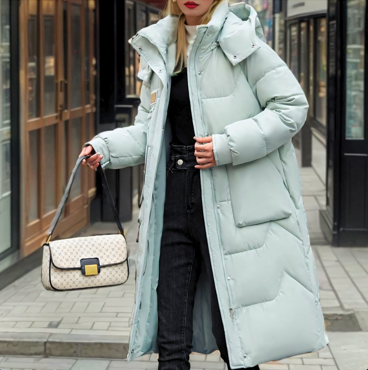 Cappotto da donna lungo trapuntato impermeabile invernale elegante
