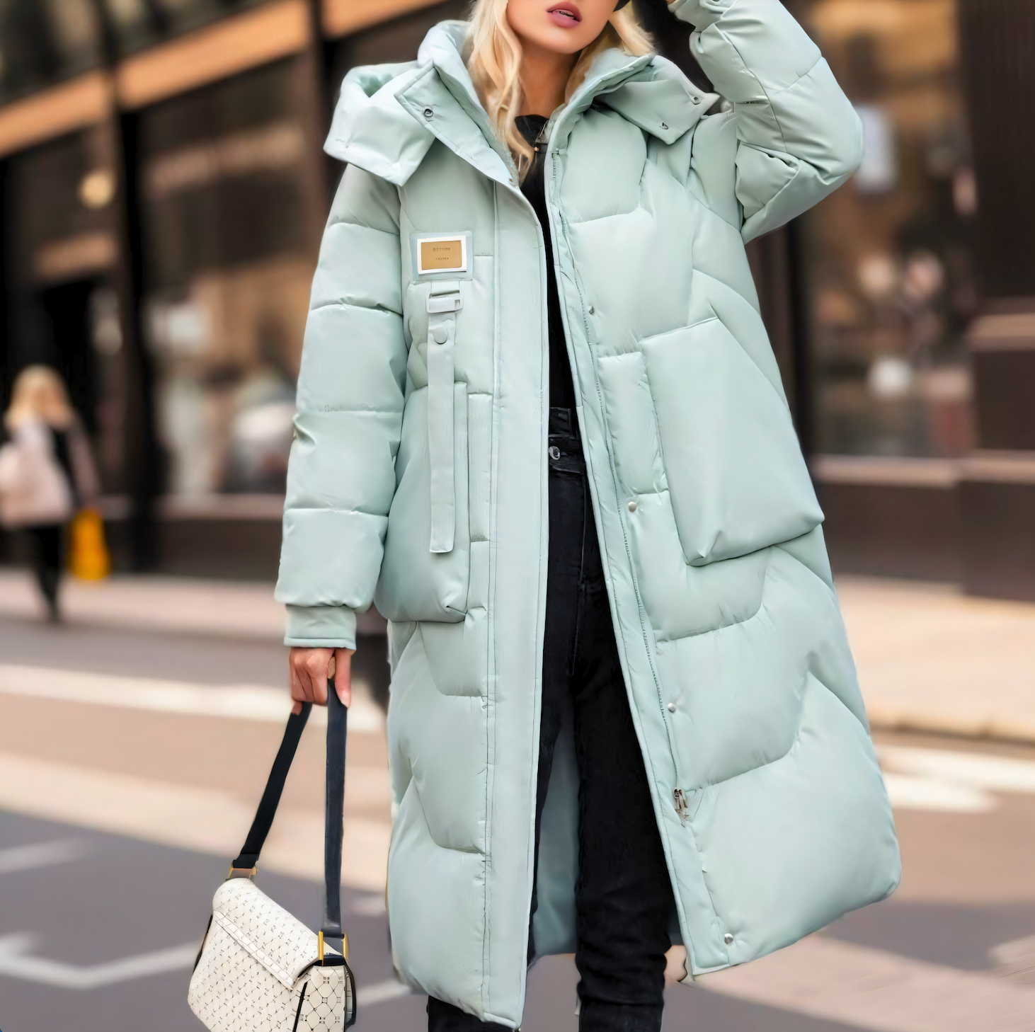 Cappotto da donna lungo trapuntato impermeabile invernale elegante