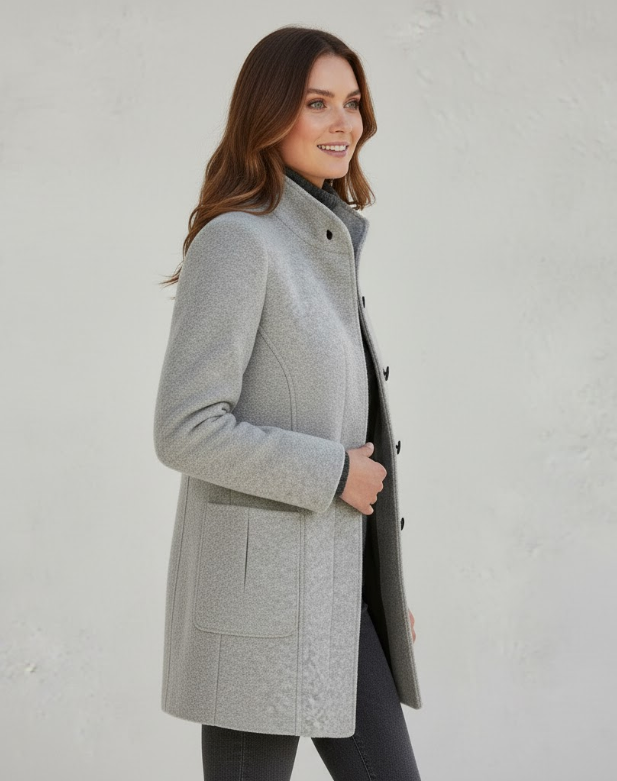 Kort frakke i uldblanding til kvinder moderne – Elegant enkeltbrystet jakke