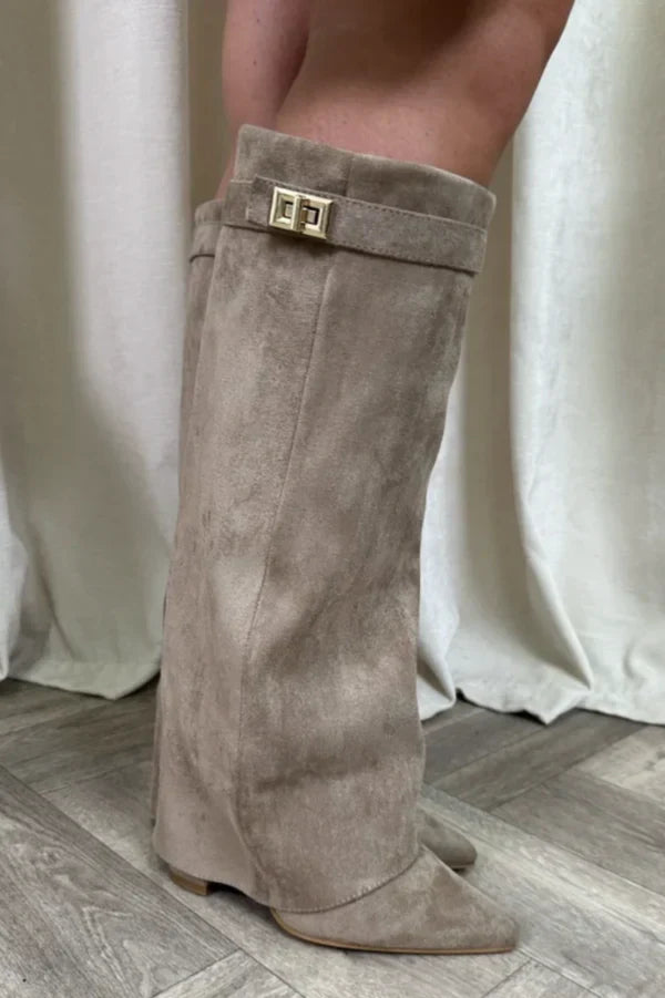Stivali con tacco alto da donna - Design elegante con dettagli dorati