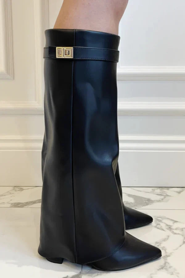 Stivali con tacco alto da donna - Design elegante con dettagli dorati