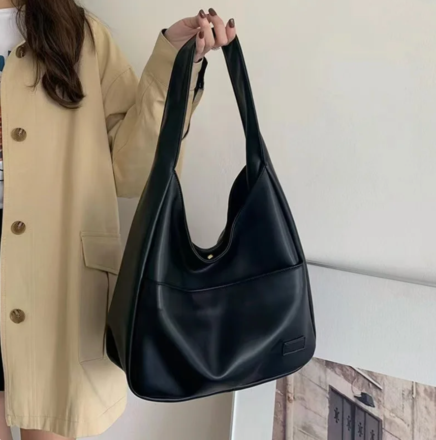 Elegante borsa a tracolla in similpelle per donna - Grande borsa nera