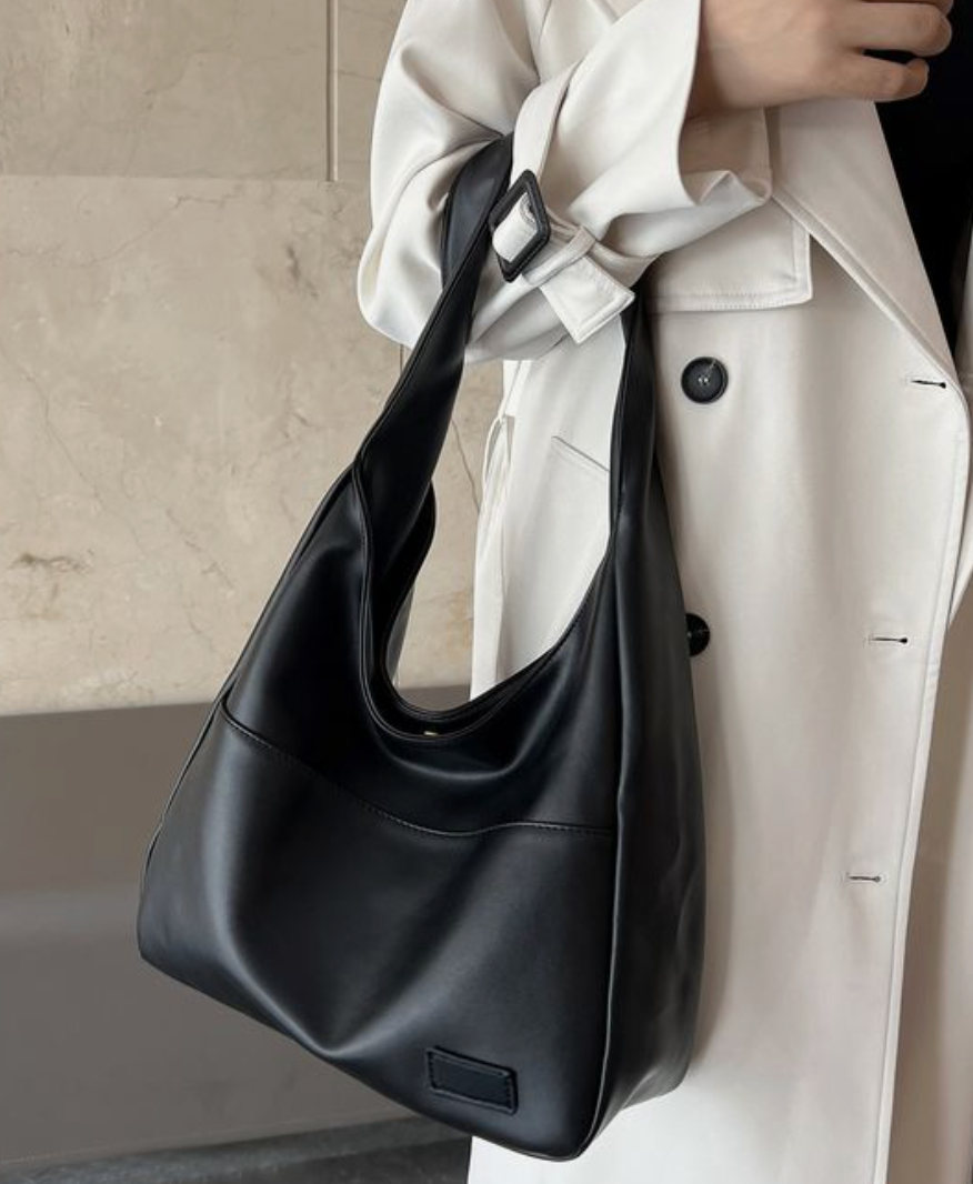 Elegante borsa a tracolla in similpelle per donna - Grande borsa nera