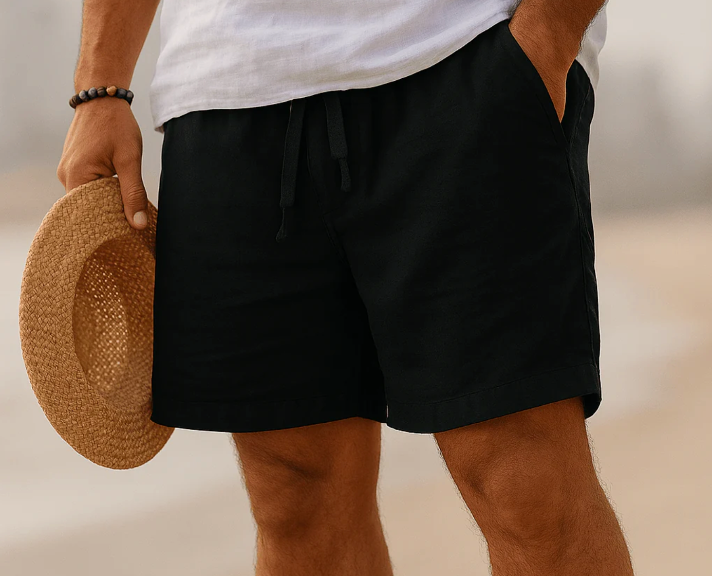 Eleganti pantaloncini in lino da uomo