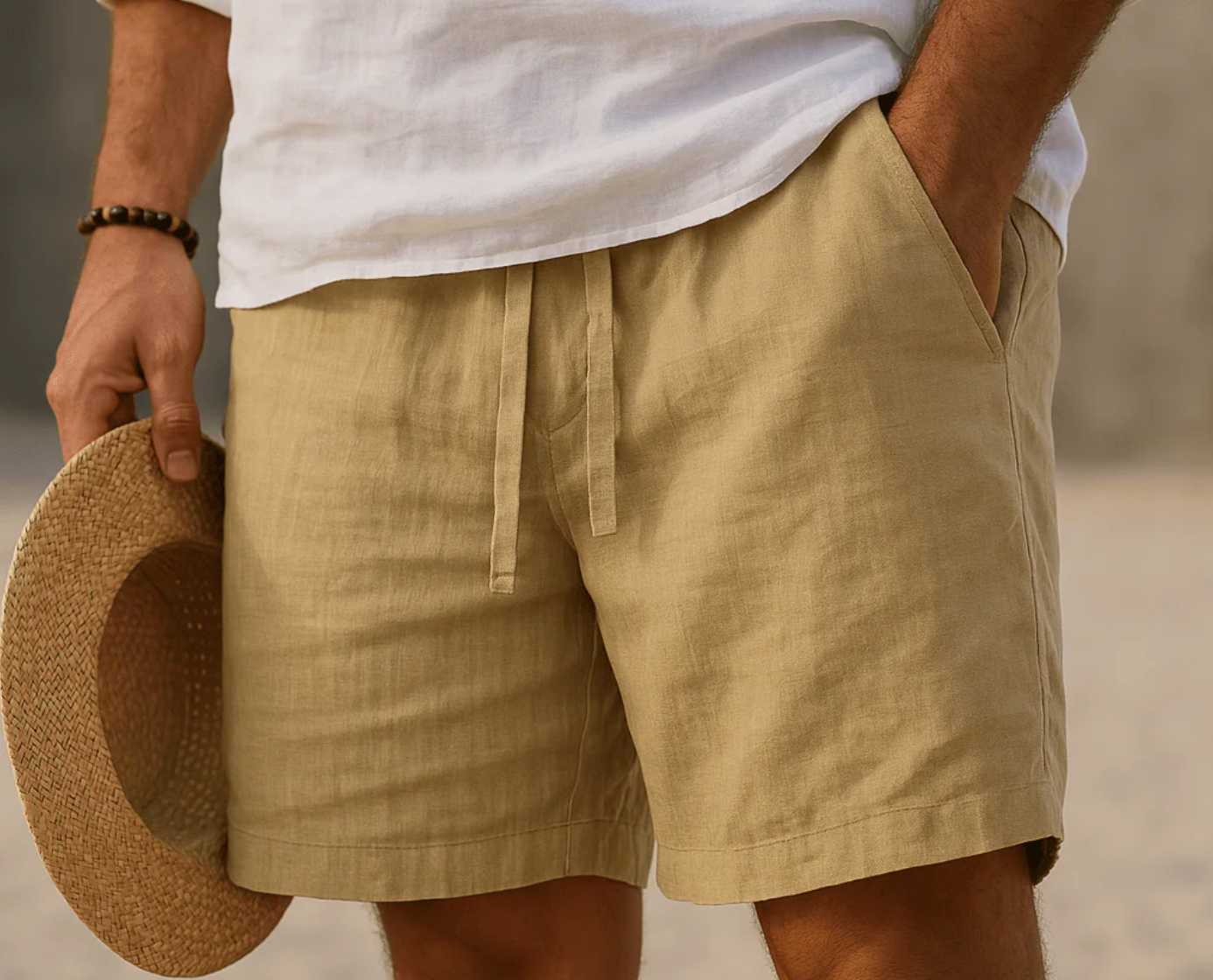 Eleganti pantaloncini in lino da uomo
