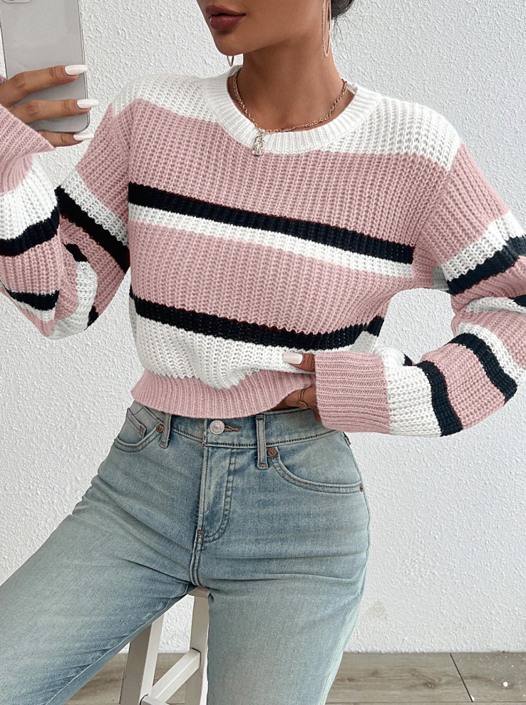 Maglione da donna in maglia morbida e casual a righe