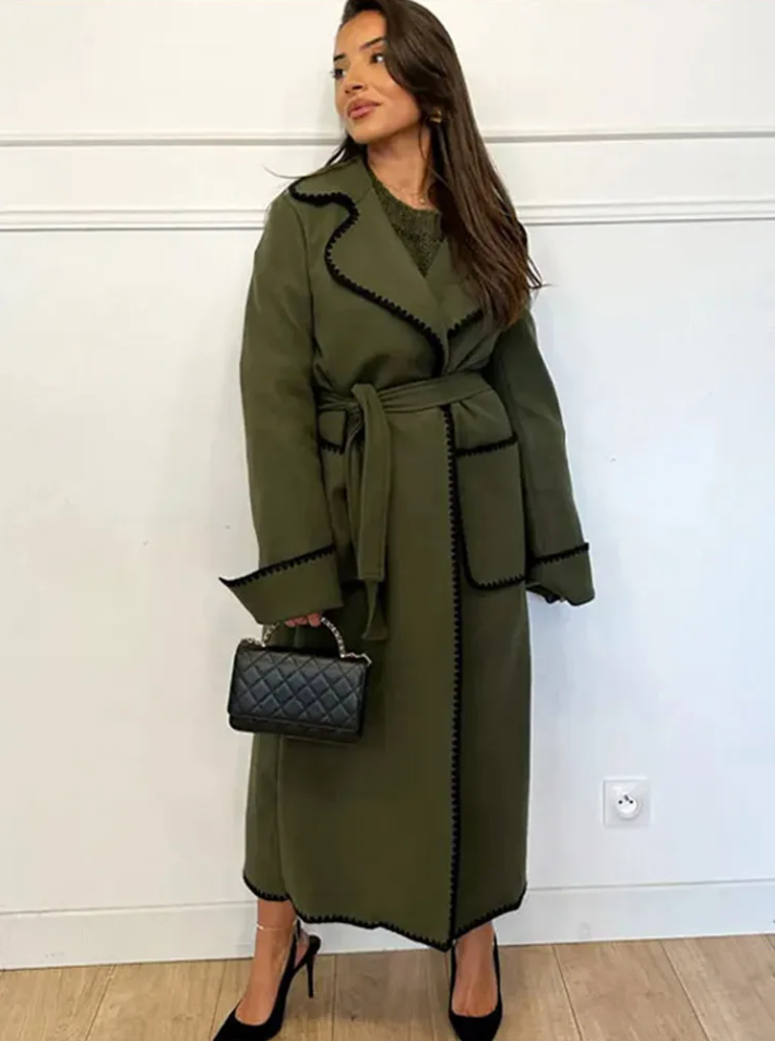 Trenchcoat Long Patchwork Élégant pour Femme