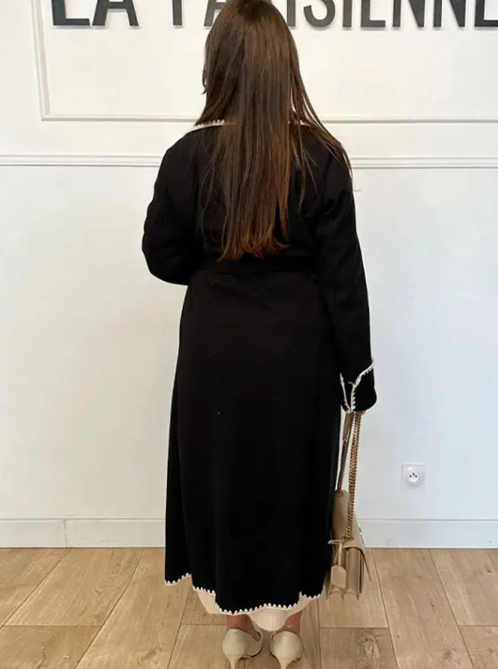 Trenchcoat Long Patchwork Élégant pour Femme