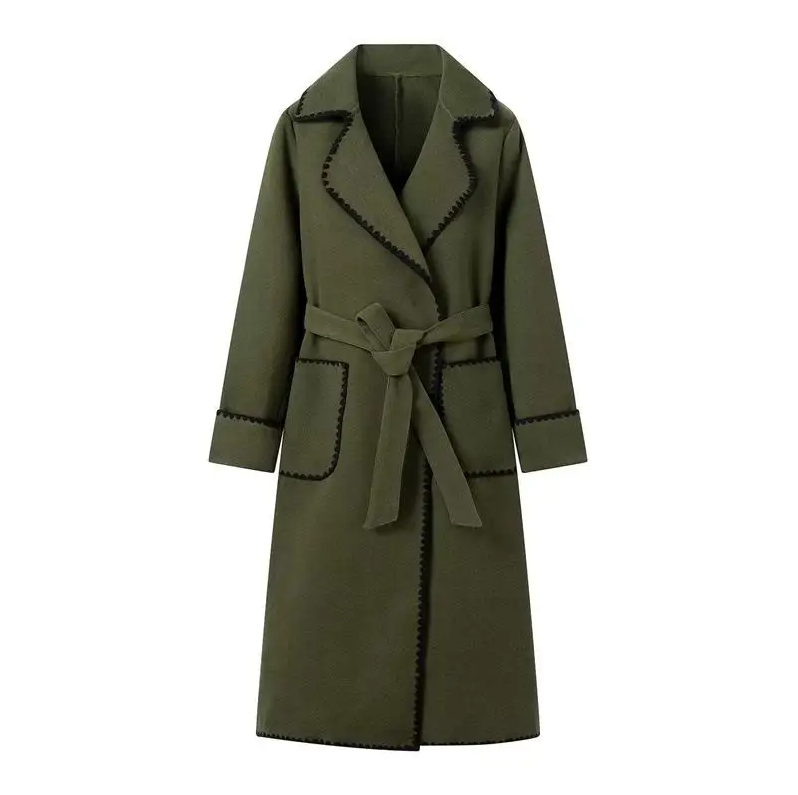 Trenchcoat Long Patchwork Élégant pour Femme