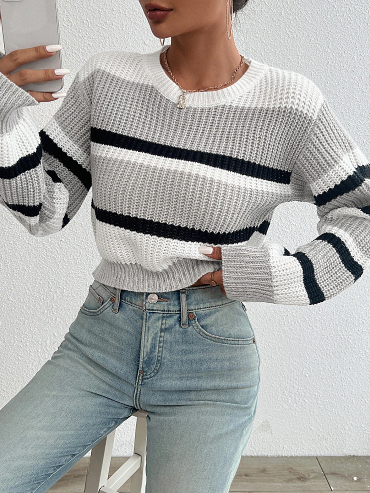 Maglione da donna in maglia morbida e casual a righe