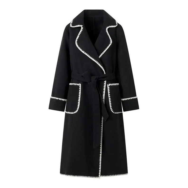 Trenchcoat Long Patchwork Élégant pour Femme