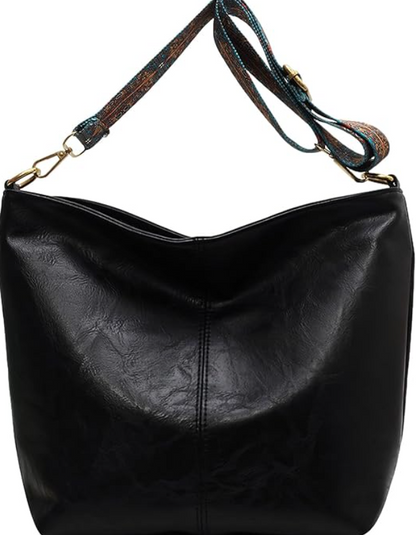 Borsa a tracolla in pelle ricamata vintage chic con dettagli artistici