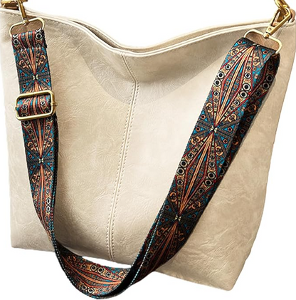 Borsa a tracolla in pelle ricamata vintage chic con dettagli artistici