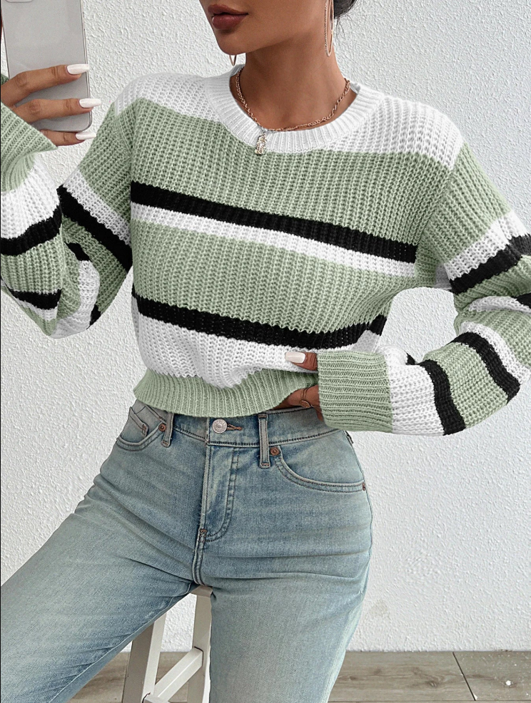 Maglione da donna in maglia morbida e casual a righe