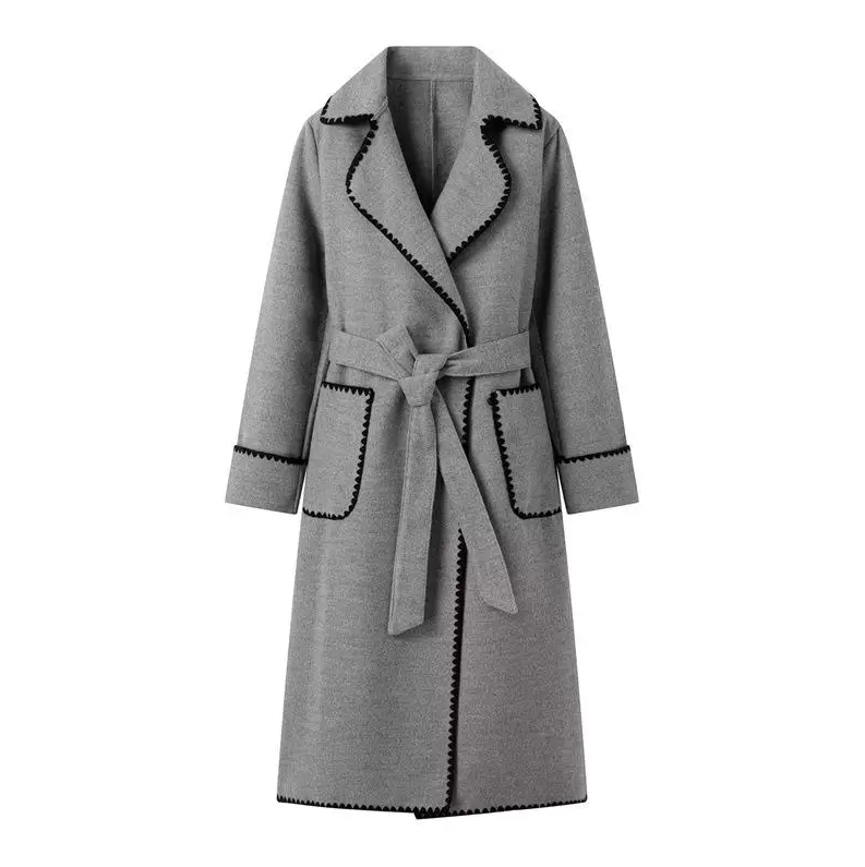 Trenchcoat Long Patchwork Élégant pour Femme
