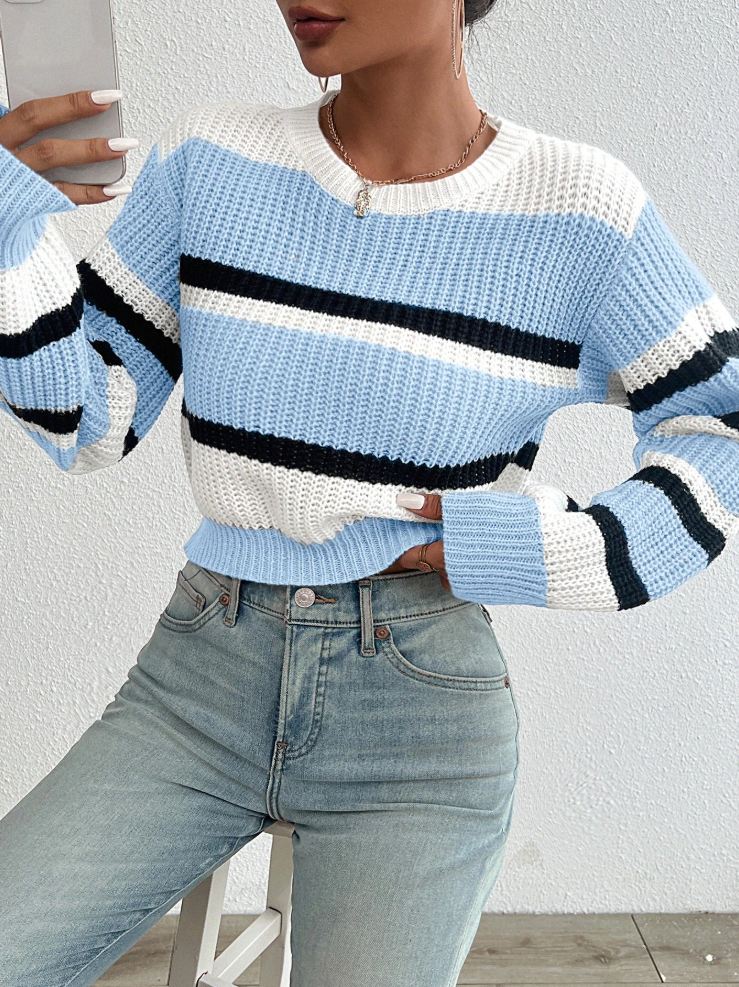 Maglione da donna in maglia morbida e casual a righe